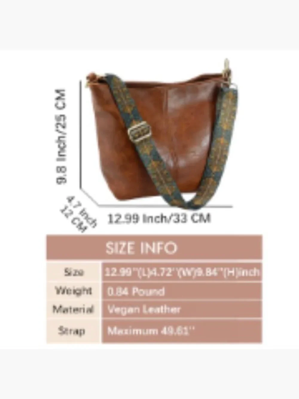 Vegan Leather Hobo Bag Crossbody Shoulder Purse with Zipper for Women